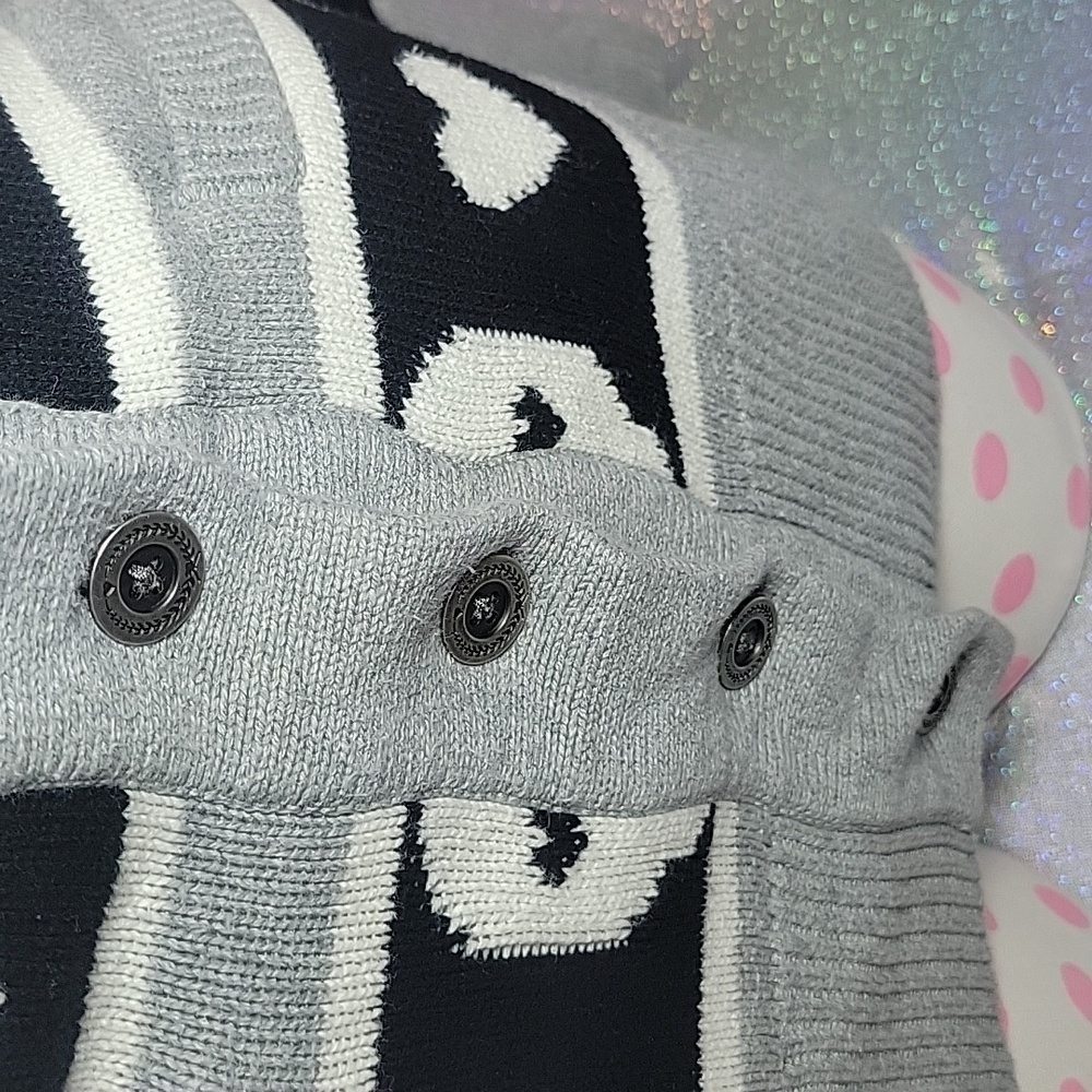 RARE Vintage Holiday Cardigan Knit Skull Snowflake Sweater Button Up SZ:XS - Picture 6 of 13